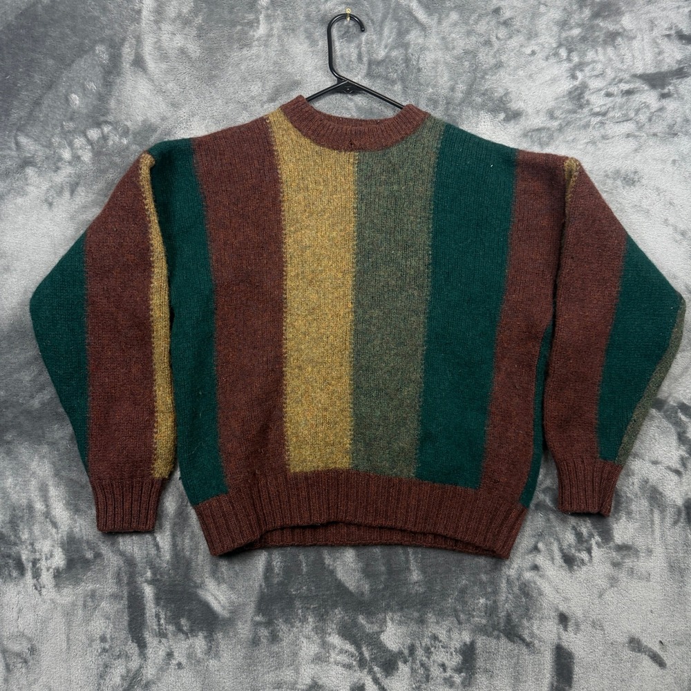 Structure Wool Sweater Mens Medium Multicolor Striped Crewneck Vintage EarthTone